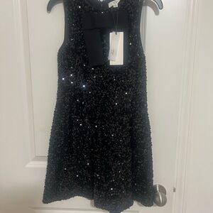 Chic Black Sequin Kids Dress with Bow
